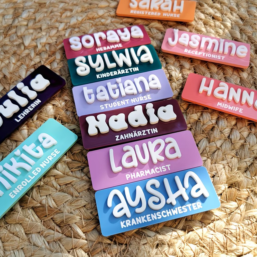 Embroidery Name - เข็มกลัดชื่อสั่งทำ ป้ายชื่ออะคริลิค ป้ายชื่อพนักงาน หมอ ครู นักศึกษา