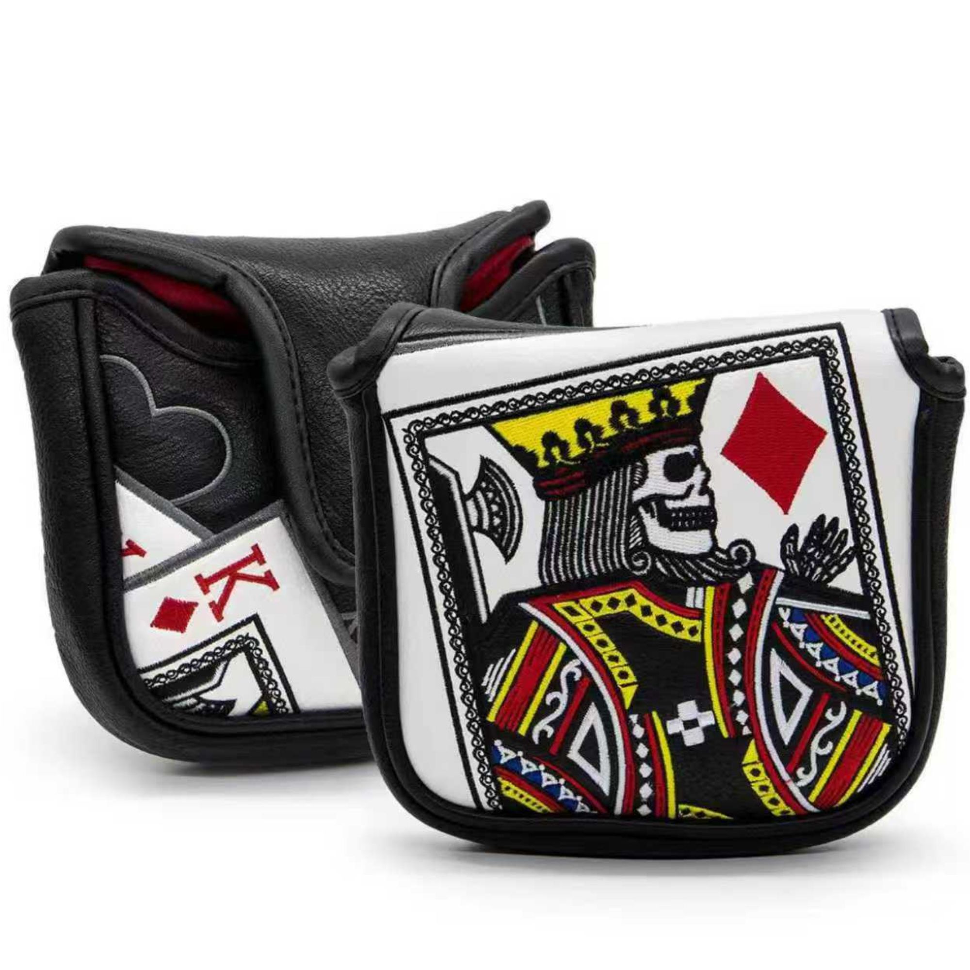 Embroidery Xmas - ไม้พัตเตอร์ปักลาย King Of Hearts พร้อมตัวล็อคแม่เหล็กสำหรับส่วนใหญ่ยี่ห้อ, อุปกรณ์กอล์ฟสำหรับนักกอล์ฟชาย