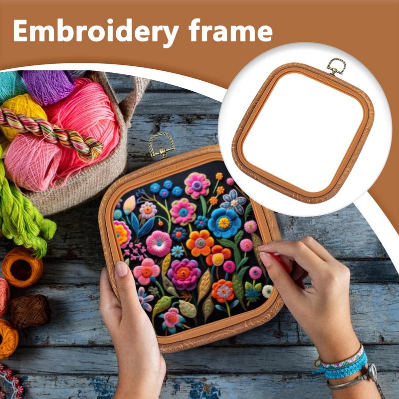 Embroidery Frame - เย็บปักถักร้อยHoopกรอบขนาดใหญ่เย็บปักถักร้อยสแควร์เย็บปักถักร้อยรอบQuiltingอุปกรณ์Retro Needlepoint Hoopแหวนสําหรับ