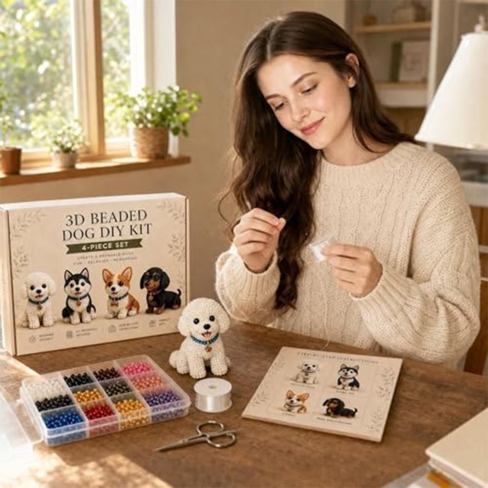 Embroidery Kit Set - ชุดงานฝีมือปักลูกปัดรูปสัตว์ DIY ทำเอง ชุดงานประดิษฐ์ลูกปัดหลากสีขนาดเล็ก ชุดงานฝีมือสัตว์เลี้ยงเพื่อการศึกษา