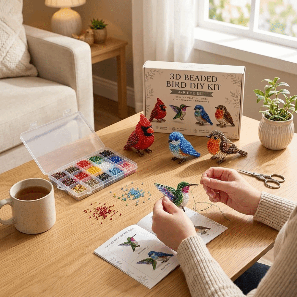 Embroidery Kit Set - ชุดงานฝีมือปักลูกปัดรูปสัตว์ DIY ทำเอง ชุดทำพวงกุญแจสัตว์เลี้ยง 3 มิติ