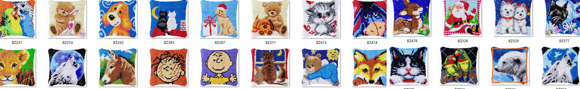 Printed Embroidery Kit - ชุดอุปกรณ์งานฝีมือปักผ้าลายกุญแจรูปผึ้ง ลายหงส์ ลายจิ้งจอก สำหรับงานปักพรม DIY