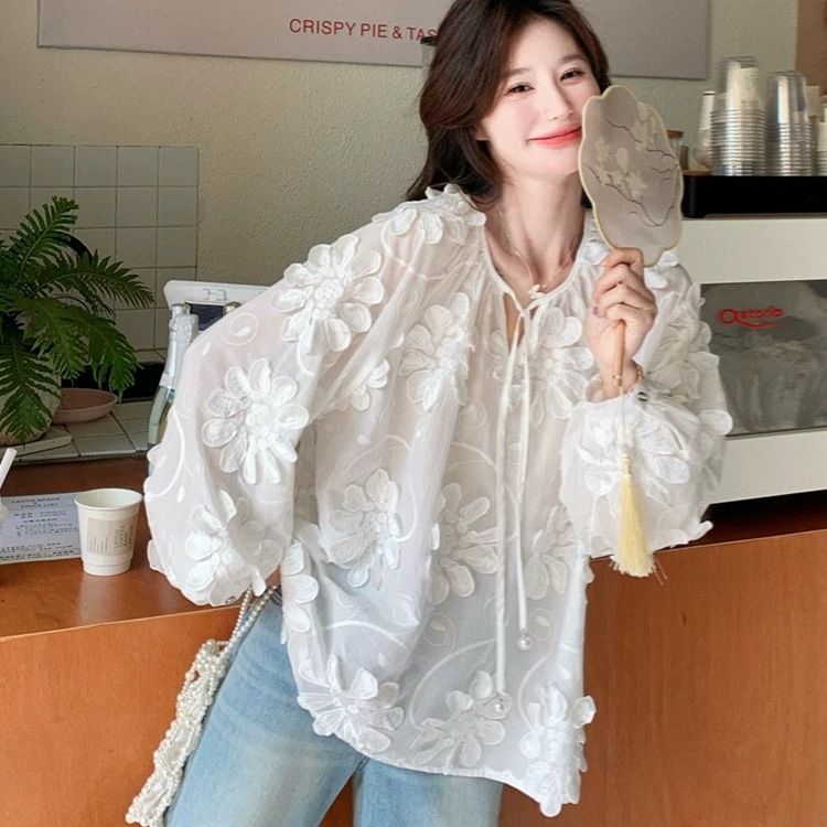 Embroidery Design 3D - Designer Heavy เย็บปักถักร้อย 3D ดอกไม้เสื้อแขนยาวผู้หญิง 2025