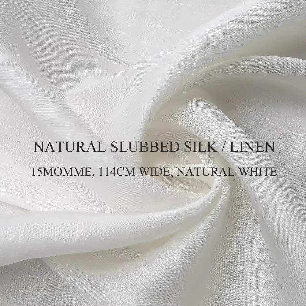 Linen Fabric Natural - ผ้าไหมมัลเบอร์รี่ผสมลินิน กว้าง 45 นิ้ว ขายเป็นเมตร สีขาวธรรมชาติ