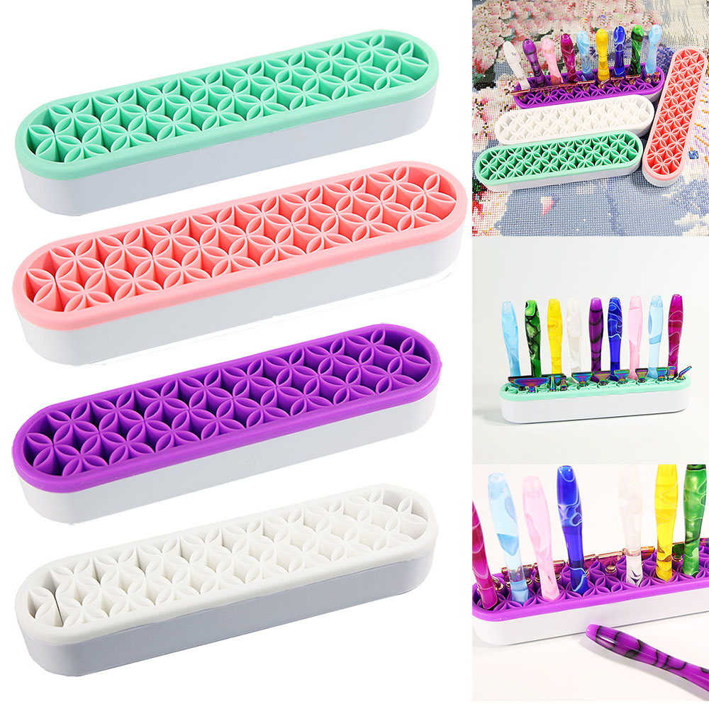 Embroidery Needle Pen - 5D กล่องเก็บปากกาทำจากซิลิโคนสำหรับใส่ที่เก็บเครื่องสำอางบนโต๊ะเครื่องมือตัดเย็บอเนกประสงค์