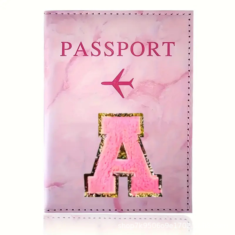 Embroidery Font - ซองใส่หนังสือเดินทางหนัง PU สีชมพูพร้อมป้ายปัก, ซองใส่บัตรต่างๆ, อุปกรณ์เสริมสำหรับการเดินทาง