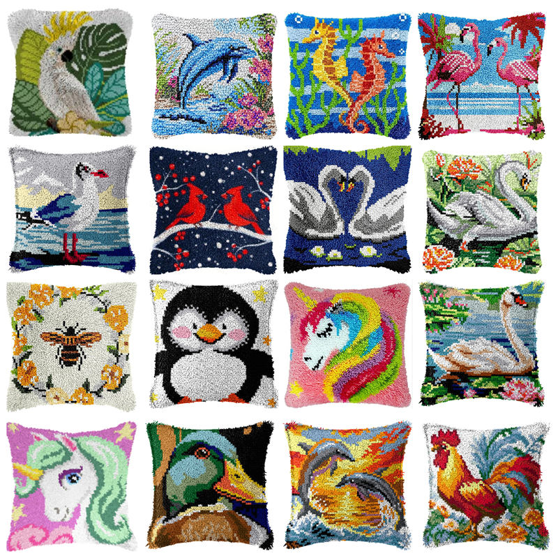 Printed Embroidery Kit - DIY Bird Unicorn หมอน Handcraft ขนสัตว์