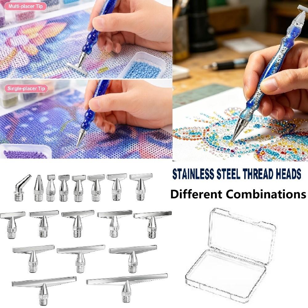 Embroidery Needle Pen - ชุดหัวปากกาเพชรสำหรับงานเพ้นท์เพชร DIY คุณภาพสูง ทำจากสแตนเลสแบบมีเกลียว, อุปกรณ์เสริมสำหรับงานเพ้นท์เพชร DIY