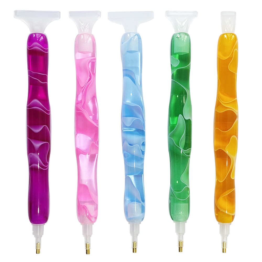 Embroidery Needle Pen - ปากกาเพชรเรซิ่นสีสันสดใส พร้อมหัวเปลี่ยน 5 ชิ้น ชุดปากกาเพชรสำหรับงานศิลปะ อุปกรณ์เสริมสำหรับงาน