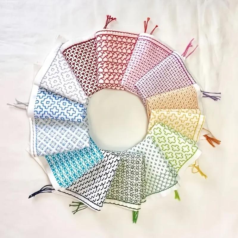 Embroidery Kit Set - ชุดเย็บปักถักร้อยด้วยมือบนผ้าเดนิม 9/32 ชิ้น พร้อมด้ายและเข็ม อุปกรณ์เย็บผ้า ชุดปักซาชิโกแบบละลายน้ำได้