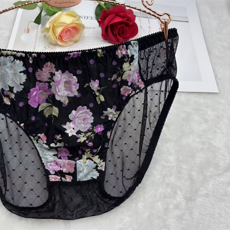 กางเกงในชายปักลายดอกไม้เซ็กซี่ - Embroidery Bag บทวิจารณ์และราคา