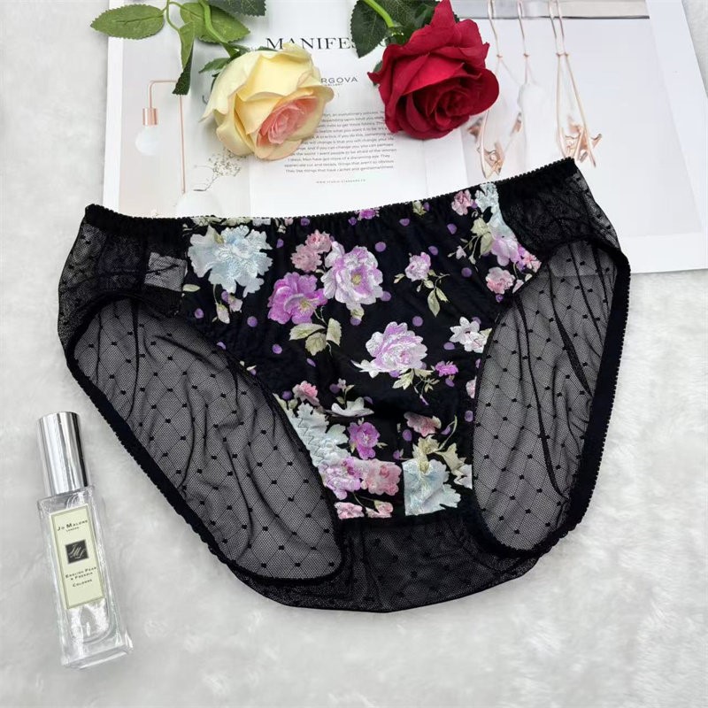กางเกงในชายปักลายดอกไม้เซ็กซี่ - Embroidery Bag บทวิจารณ์และราคา