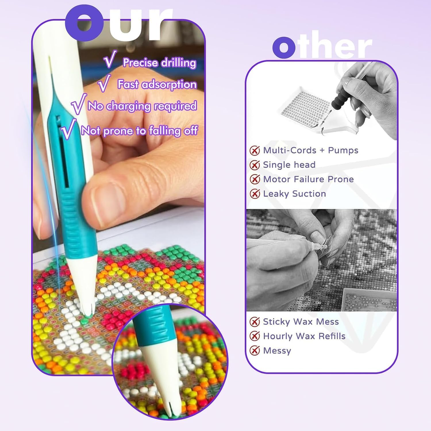 ปากกาเพชรสำหรับงานเพ้นท์เพชรแบ - Embroidery Needle Pen บทวิจารณ์และราคา