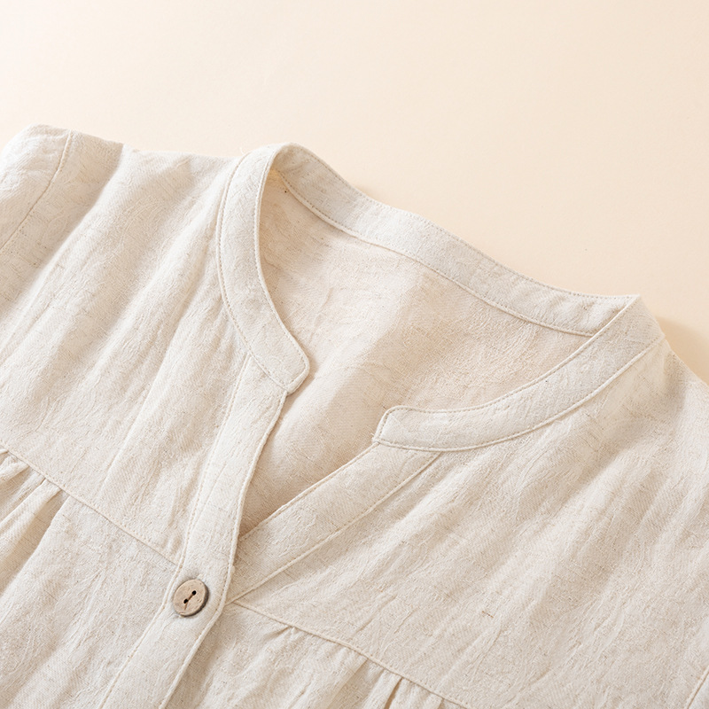 ชุดนอนผู้หญิงสไตล์ญี่ปุ่น คอวี - Linen Fabric Natural บทวิจารณ์และราคา